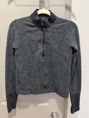 Lululemon Athletica men’s thumbhole Gray black 3/4 Zip pullover S M